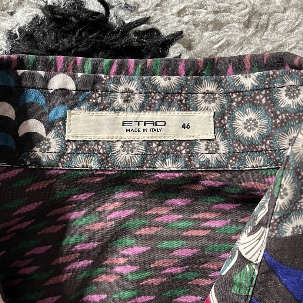Etro Size 46 Patchwork Style Button Down Multicol… - image 2